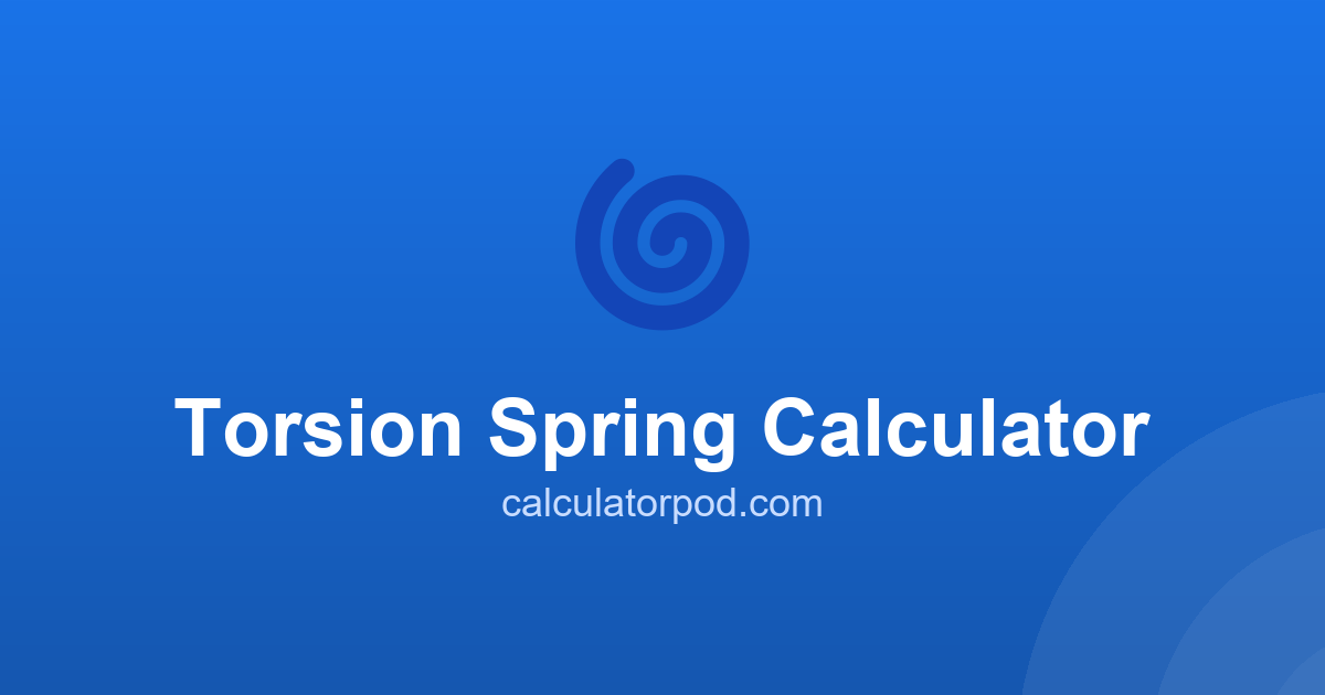 Torsion Spring Calculator - Angular Rate & Fatigue Life